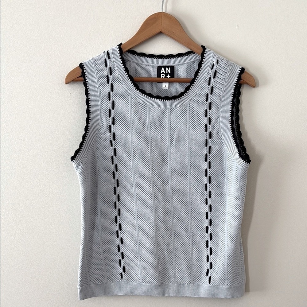 Alp N Rock Lillian Tank Lightweight Knit Sleeveless Soft Cotton Silver‎ Size L